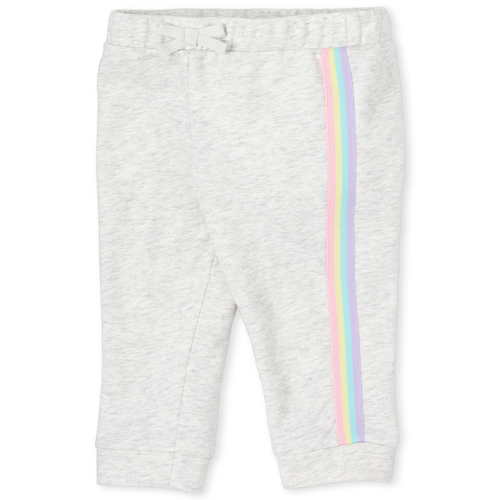 

Baby Girls Baby And Toddler Rainbow Side Stripe French Terry Jogger Pants - Gray - The Children's Place
