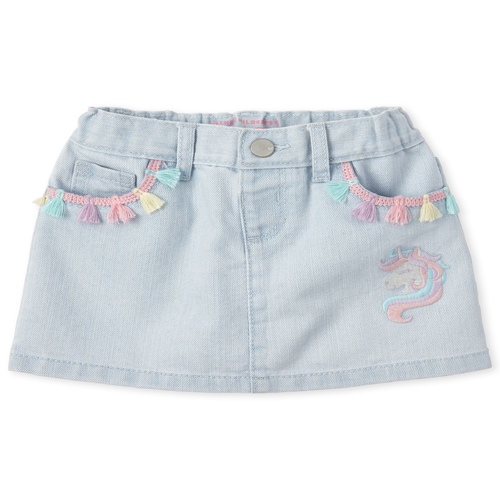 

Newborn Baby And Toddler Embroidered Unicorn Denim Skirt - The Children's Place