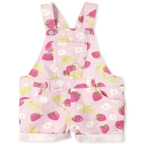 

s Baby And Toddler Strawberry Roll Cuff Shortalls - Pink - The Children's Place