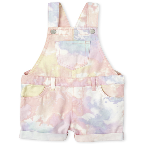 

Newborn Baby And Toddler Roll Cuff Tie Dye Shortalls - Pink - The Children's Place