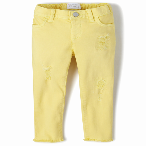 

Newborn Baby And Toddler Distressed Denim Skinny Jeans - Yellow - The Children's Place