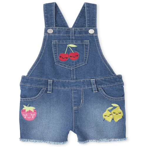 

s Baby And Toddler Fruit Frayed Hem Denim Shortalls - The Children's Place