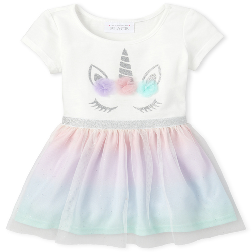 

s Baby And Toddler Glitter Unicorn Tutu Dress - White - The Children's Place