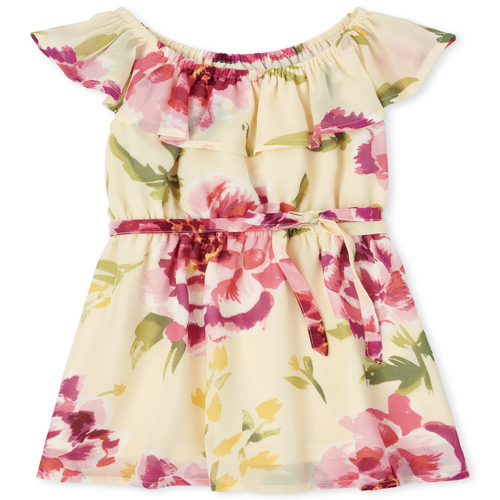 

s Baby And Toddler Mommy And Me Floral Matching Ruffle Dress - Yellow - The Children's Place