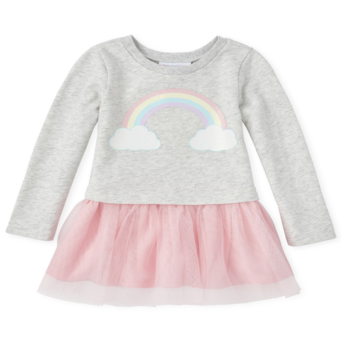 

s Baby And Toddler Glitter Rainbow French Terry Tutu Dress - Gray - The Children's Place