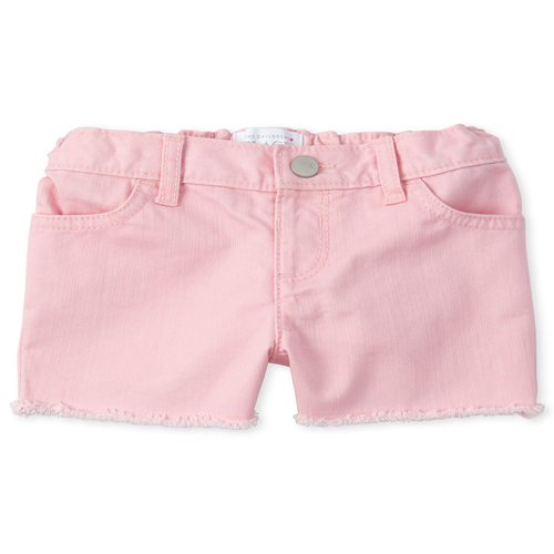 

Baby Girls Baby And Toddler Frayed Hem Denim Shortie Shorts - Pink - The Children's Place