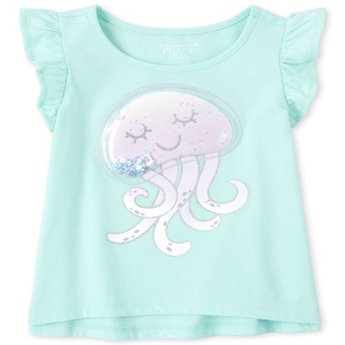 

s Baby And Toddler Shakey Ruffle Top - Blue - The Children's Place