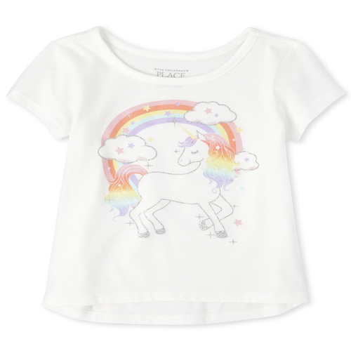 

s Baby And Toddler Glitter Top - White - The Children's Place