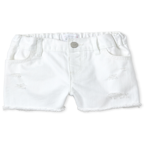 

s Baby And Toddler Distressed Denim Shortie Shorts - White - The Children's Place