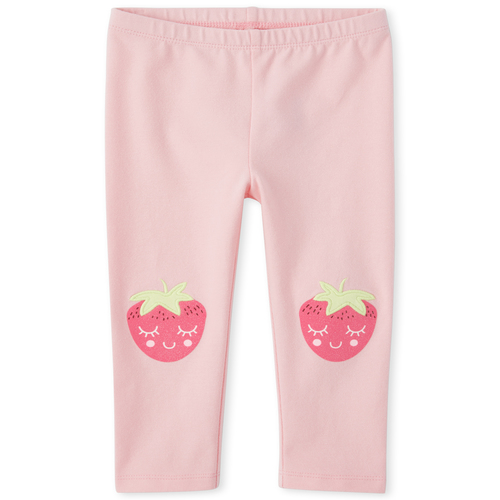 

Baby Girls Baby And Toddler Embroidered Strawberry Leggings - Pink - The Children's Place