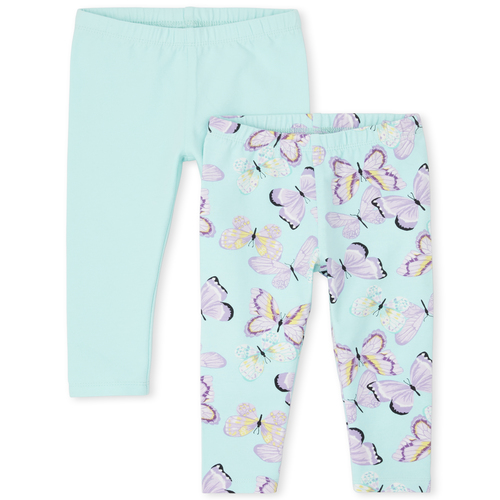 

Baby Girls Baby And Toddler Print Leggings 2-Pack - Blue - The Children's Place