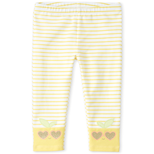 

Baby Girls Baby And Toddler Glitter Striped Lemon Leggings - Yellow - The Children's Place