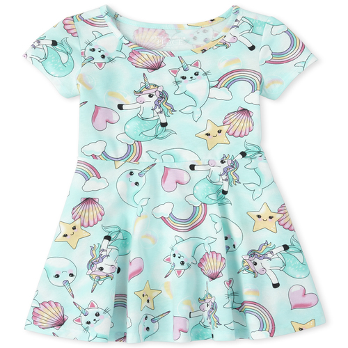 

s Baby And Toddler Print Skater Dress - Blue - The Children's Place