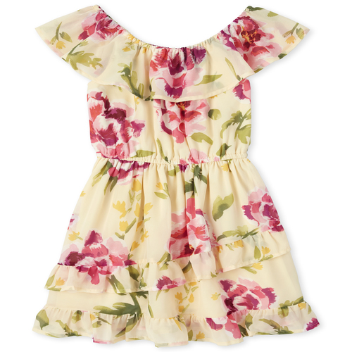 

Girls Mommy And Me Floral Matching Ruffle Dress - Yellow - The Children's Place