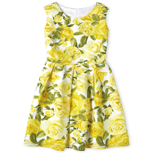 

s Womens Mommy And Me Floral Matching Pleated Dress - Yellow - The Children's Place