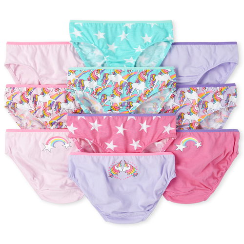 

Girls Rainbow Unicorn Briefs 10-Pack - Pink - The Children's Place