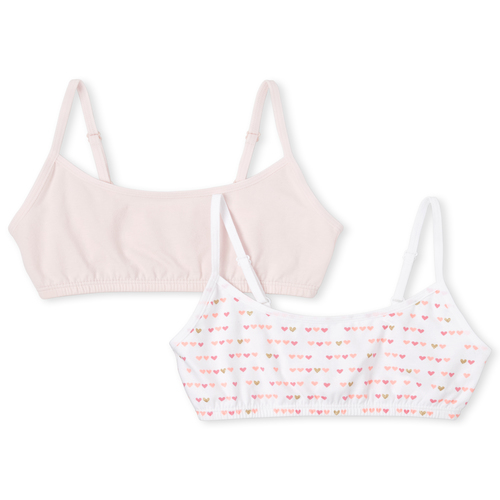 

Girls Glitter Heart Bralette 2-Pack - Pink - The Children's Place