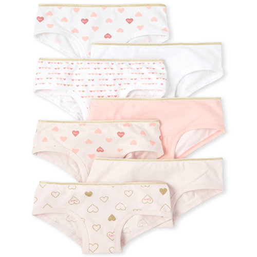 

Girls Glitter Heart Hipsters 7-Pack - Pink - The Children's Place