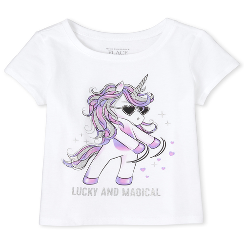 

s Baby And Toddler Glitter Unicorn Graphic Tee - White T-Shirt - The Children's Place