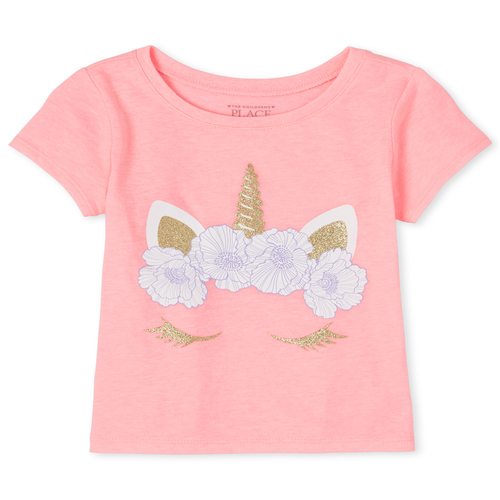 

s Baby And Toddler Glitter Unicorn Matching Graphic Tee - Pink T-Shirt - The Children's Place
