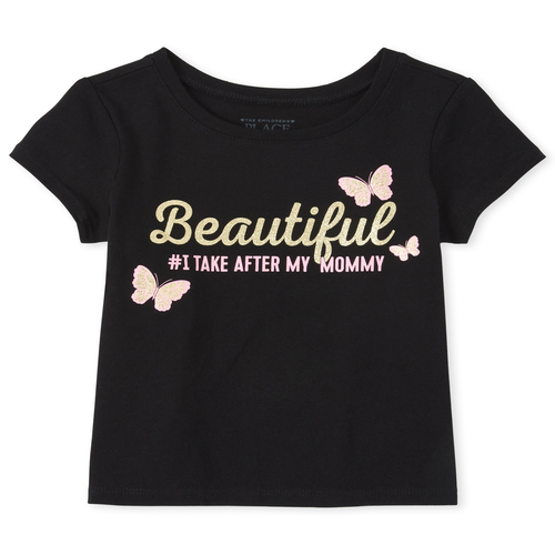 

s Baby And Toddler Glitter Beautiful Graphic Tee - Black T-Shirt - The Children's Place