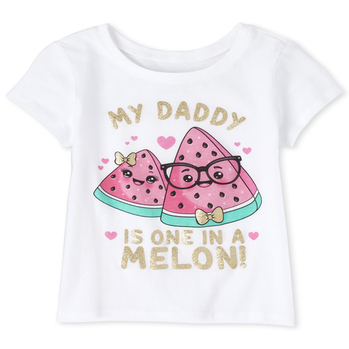 

s Baby And Toddler Glitter Daddy Melon Graphic Tee - White T-Shirt - The Children's Place