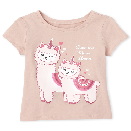 

s Baby And Toddler Glitter Mama Llama Graphic Tee - Pink T-Shirt - The Children's Place