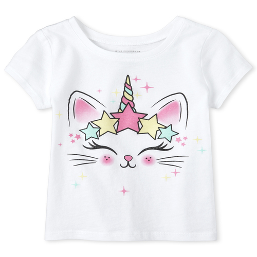 

s Baby And Toddler Glitter Caticorn Graphic Tee - White T-Shirt - The Children's Place