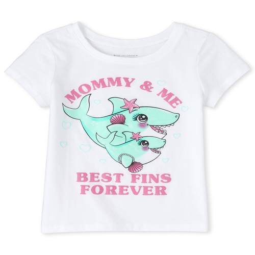 

s Baby And Toddler Glitter Mommy Shark Graphic Tee - White T-Shirt - The Children's Place