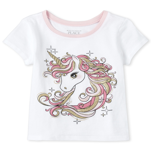 

s Baby And Toddler Glitter Unicorn Graphic Tee - White T-Shirt - The Children's Place