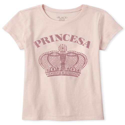 

Girls Glitter Princesa Graphic Tee - Pink T-Shirt - The Children's Place