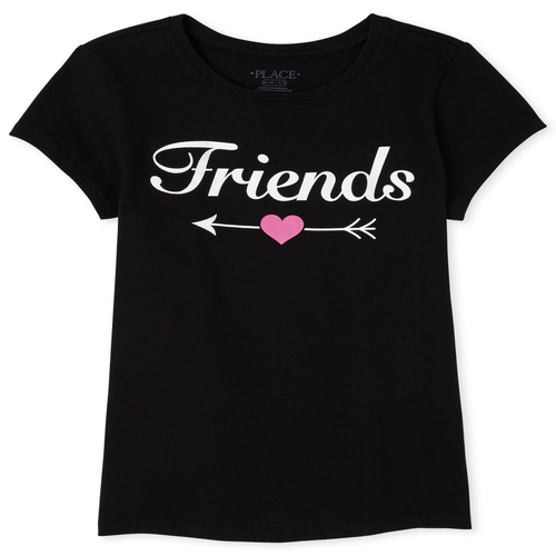 

Girls Glitter Friends Matching Graphic Tee - Black T-Shirt - The Children's Place