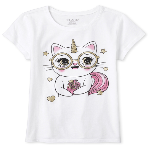 

Girls Glitter Caticorn Matching Graphic Tee - White T-Shirt - The Children's Place