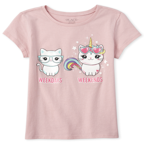 

Girls Glitter Caticorn Graphic Tee - Pink T-Shirt - The Children's Place