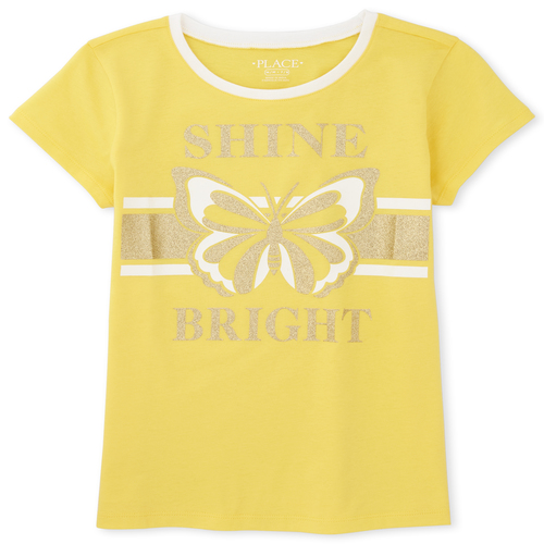 

Girls Glitter Butterfly Graphic Tee - Yellow T-Shirt - The Children's Place