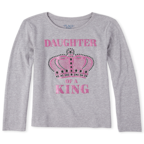 

s Glitter Daughter Of A King Graphic Tee - Gray T-Shirt - The Children's Place