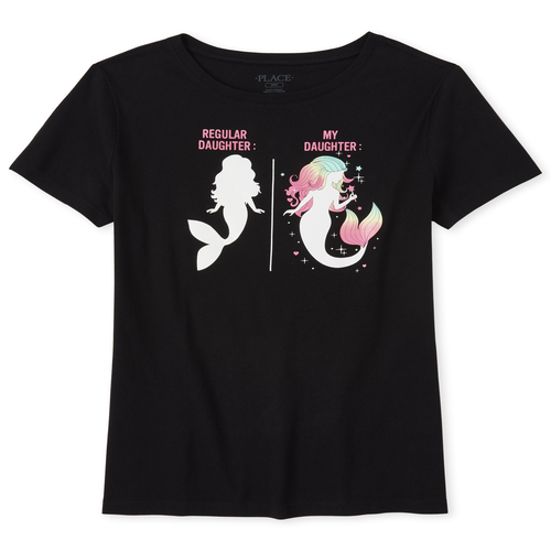 

Womens Mommy And Me Glitter Mermaid Matching Graphic Tee - Black T-Shirt - The Children' Place