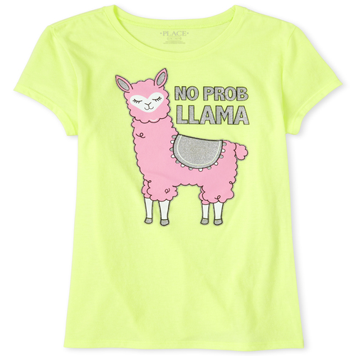 

s Glitter Llama Graphic Tee - Green T-Shirt - The Children's Place