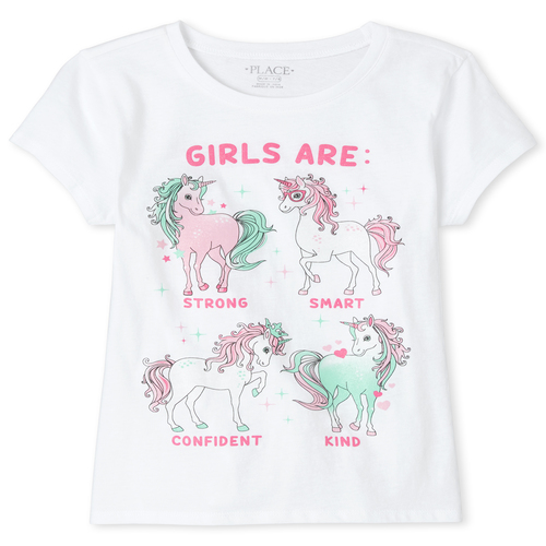 

Girls Glitter Unicorn Graphic Tee - White T-Shirt - The Children's Place