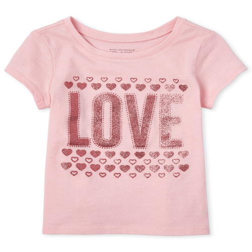 

s Baby And Toddler Glitter Love Graphic Tee - Pink T-Shirt - The Children's Place