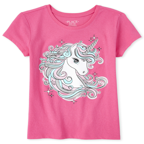 

Girls Glitter Unicorn Graphic Tee - Pink T-Shirt - The Children's Place