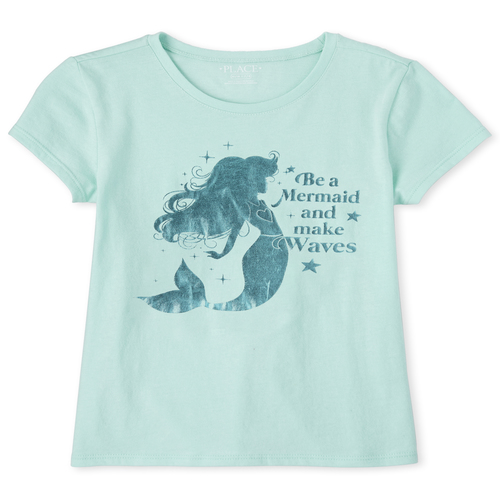 

Girls Foil Mermaid Graphic Tee - Green T-Shirt - The Children's Place