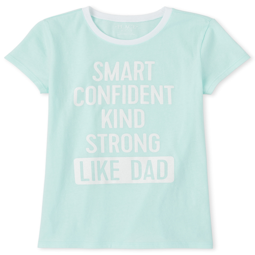 

Girls Glitter Dad Graphic Tee - Green T-Shirt - The Children's Place