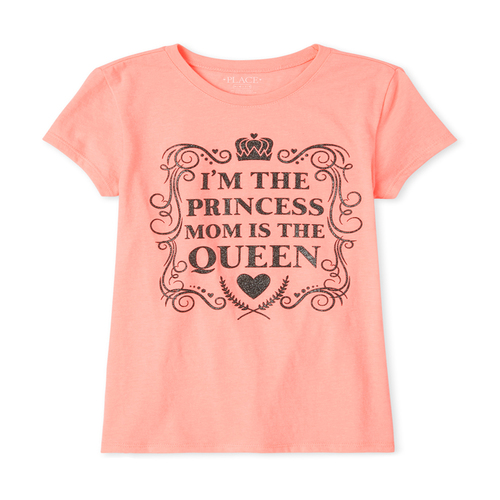 

Girls Glitter Princess Graphic Tee - Pink T-Shirt - The Children's Place