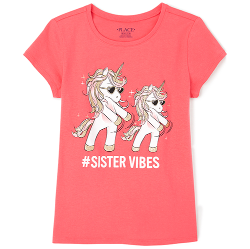 

Girls Sister Unicorn Graphic Tee - Pink T-Shirt - The Children's Place