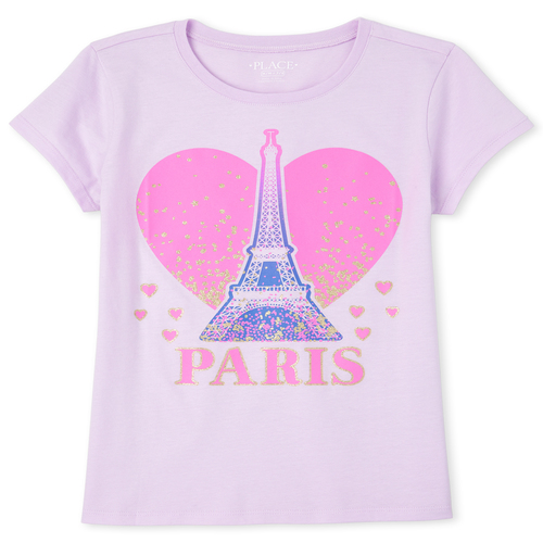 

s Glitter Paris Graphic Tee - Purple T-Shirt - The Children's Place