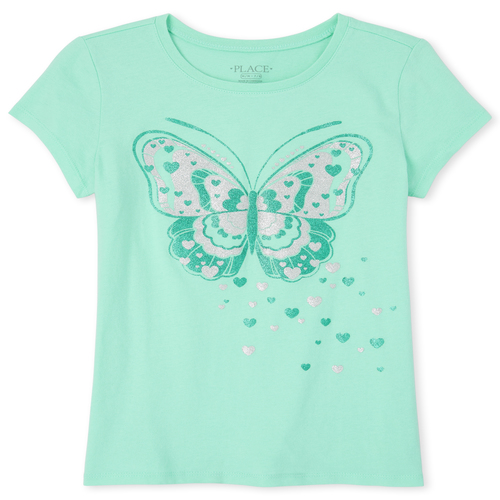 

s Butterfly Matching Graphic Tee - Green T-Shirt - The Children's Place