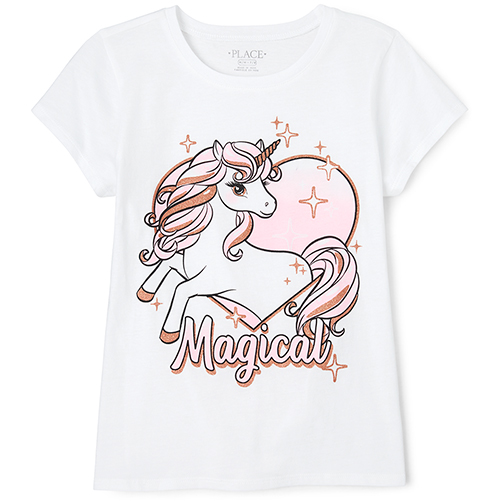 

s Glitter Magical Unicorn Graphic Tee - White T-Shirt - The Children's Place