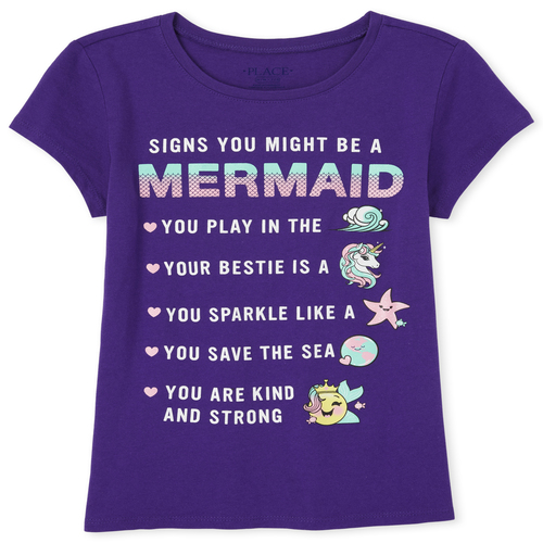 

Girls Glitter Mermaid Graphic Tee - Purple T-Shirt - The Children's Place