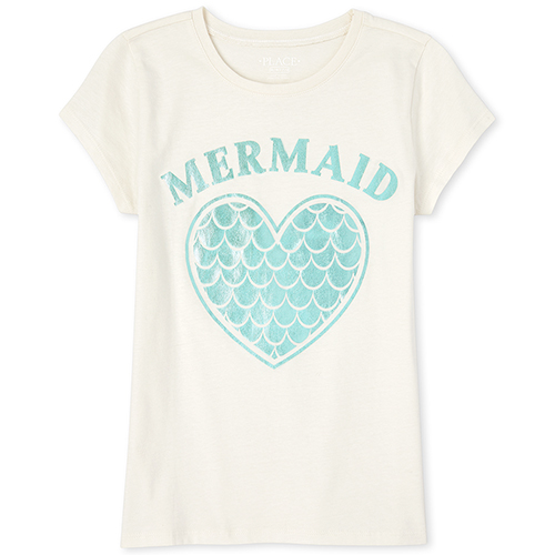 

s Foil Mermaid Graphic Tee - White T-Shirt - The Children's Place